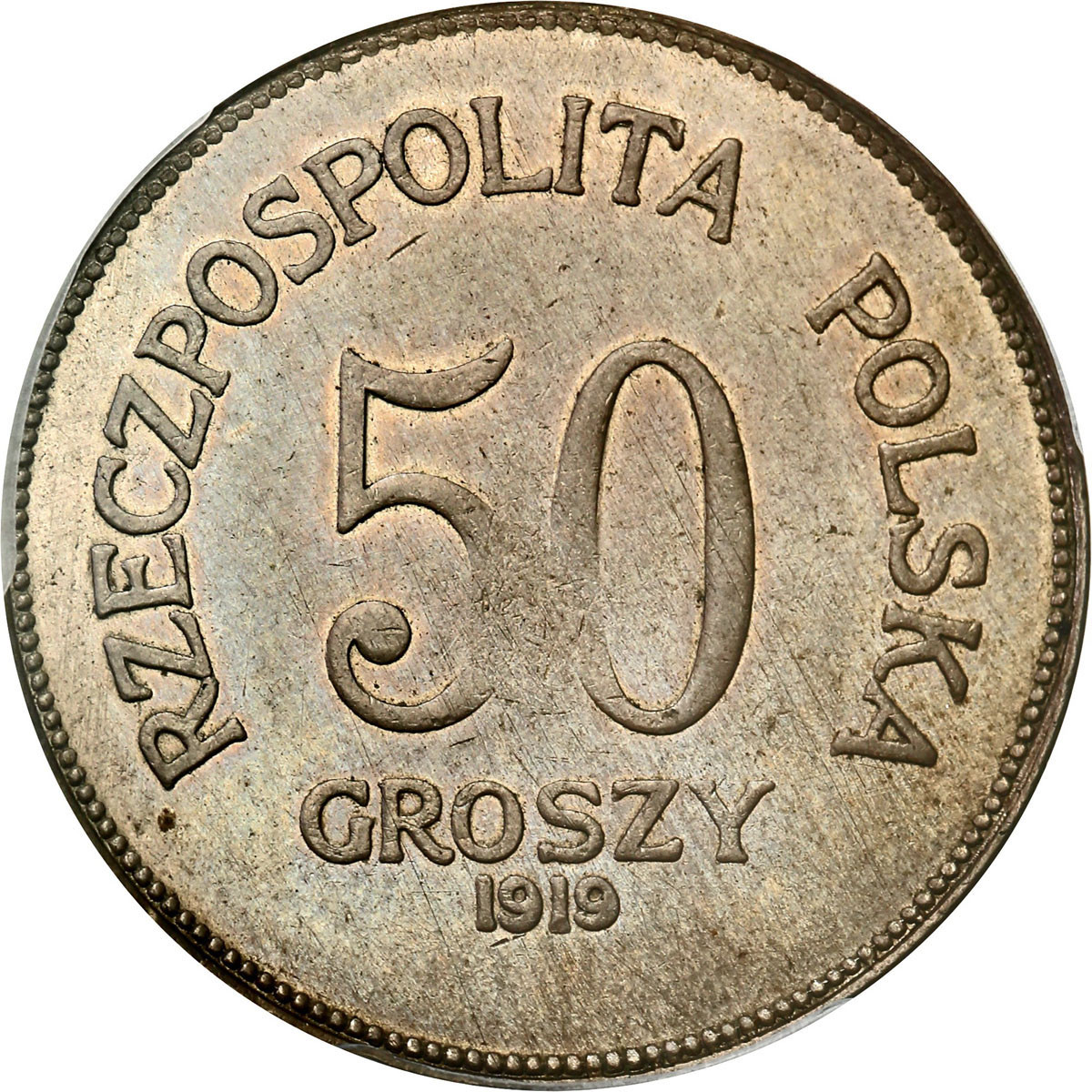 PRÓBA nikiel 50 groszy 1919, ex Faruk, ex Karolkiewicz collection - UNIKAT - PCGS SP62 (MAX)
